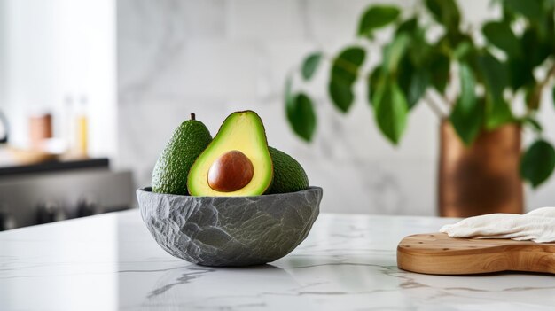 Fresh Organic Avocado Fruit Photorealistic Horizontal Illustration Healthy Vegetarian Diet Ai Generated bright Illustration with Delicious Juicy Avocado Fruit