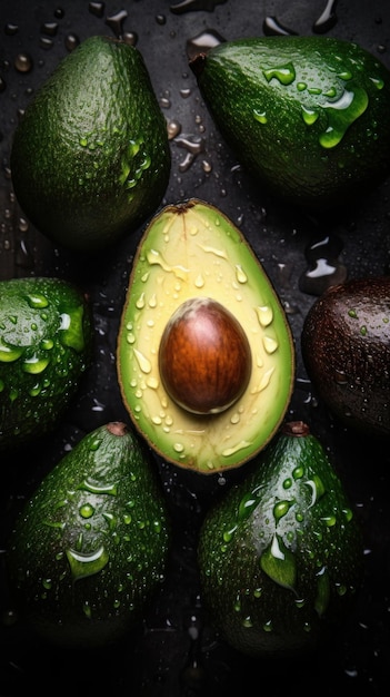 Fresh Organic Avocado Fruit Vertical Background