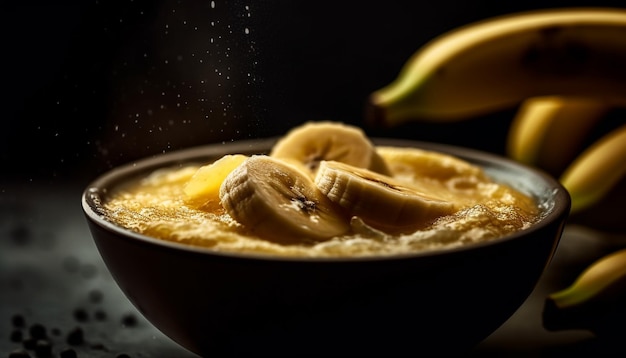 Fresh organic banana oatmeal a healthy breakfast choice generated by AI