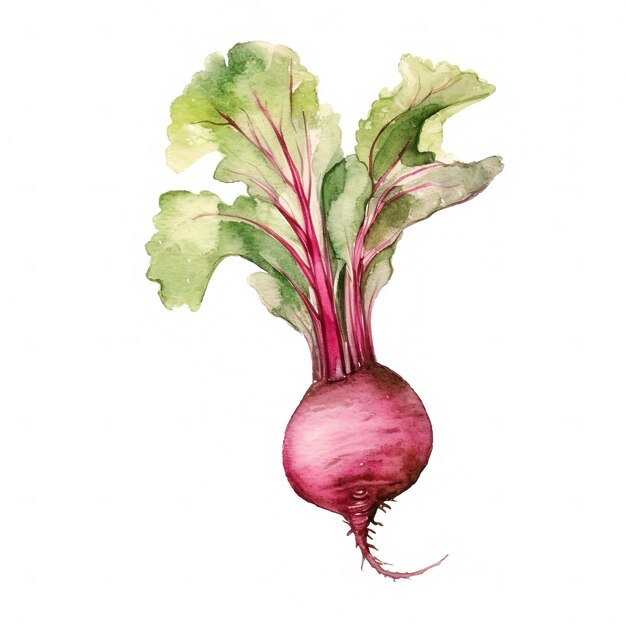 Fresh Organic Beetroot Vegetable Square Watercolor Illustration