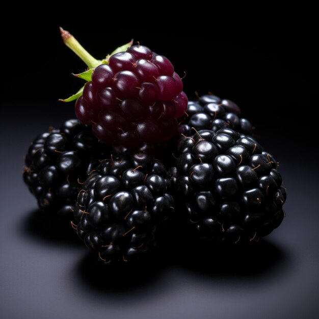 Fresh Organic Blackberry Berry Photorealistic Square Illustration Healthy Vegetarian Diet Ai Generated bright Illustration on Dark Background Juicy Blackberry Berry