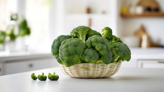 Fresh Organic Broccoli Vegetable Photorealistic Horizontal Illustration Healthy Vegetarian Diet Ai G