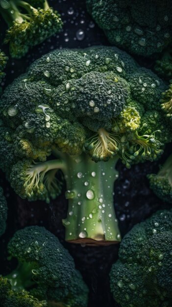 Fresh Organic Broccoli Vegetable Vertical Background