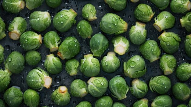 Photo fresh organic brussels sprouts vegetable horizontal background