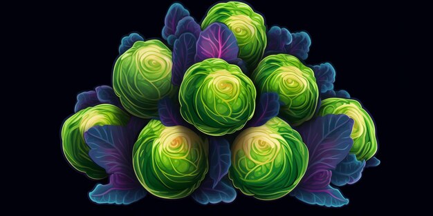 Photo fresh organic brussels sprouts vegetable horizontal trendy illustration