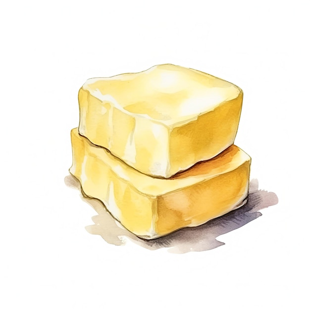 新鮮な有機バター乳製品正方形水彩イラスト
