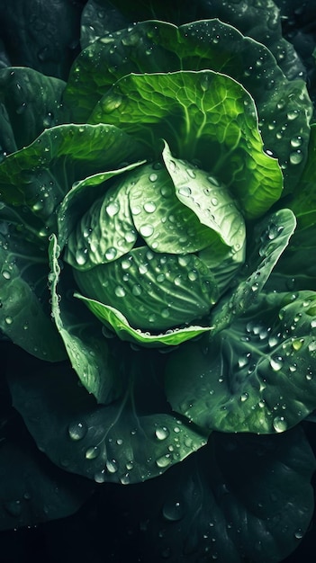 Fresh Organic Cabbage Vegetable Vertical Background