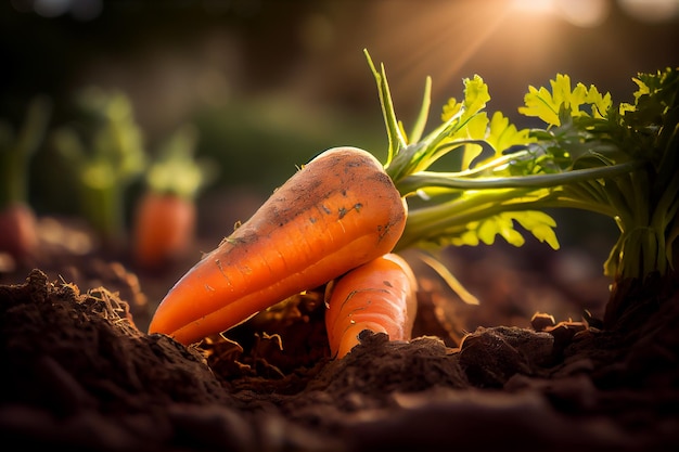 Fresh organic carrot in the farm