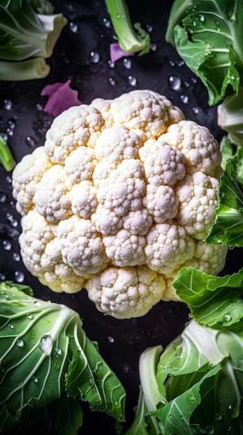 Photo fresh organic cauliflower vegetable vertical background