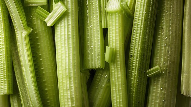 Photo fresh organic celery sticks close up healthy eating vegan vegetarian concept