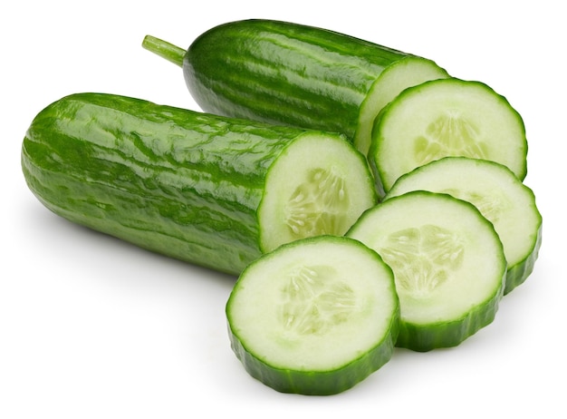 Fresh organic cucumber isolated clipping path