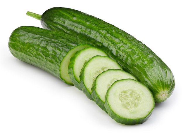 Fresh organic cucumber isolated clipping path