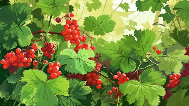 Fresh Organic Currant Berry Horizontal Background Illustration