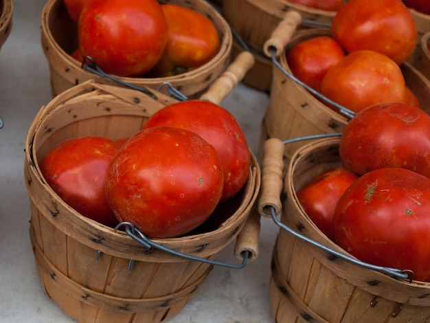 Fresh organic food at the local farmers market. Farmers markets are a traditional way of selling agricultural products.