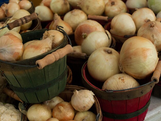 Fresh organic food at the local farmers market. Farmers markets are a traditional way of selling agricultural products.