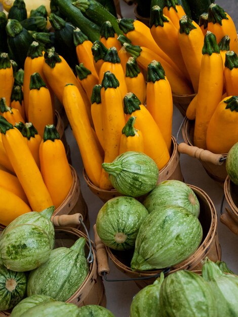 Fresh organic food at the local farmers market. Farmers markets are a traditional way of selling agricultural products.