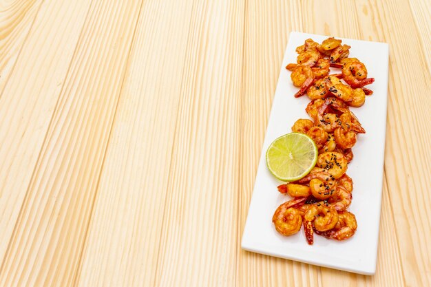 Fresh organic fried shrimp (prawns)