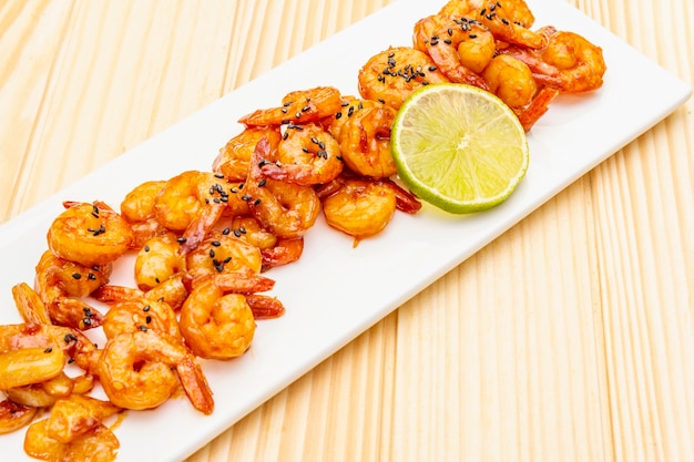 Fresh organic fried shrimp (prawns)