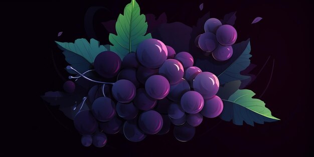 Fresh Organic Grape Fruit Horizontal Trendy Illustration