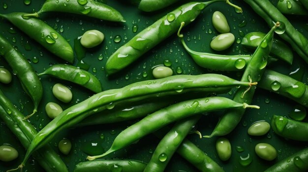 Photo fresh organic green bean vegetable horizontal background