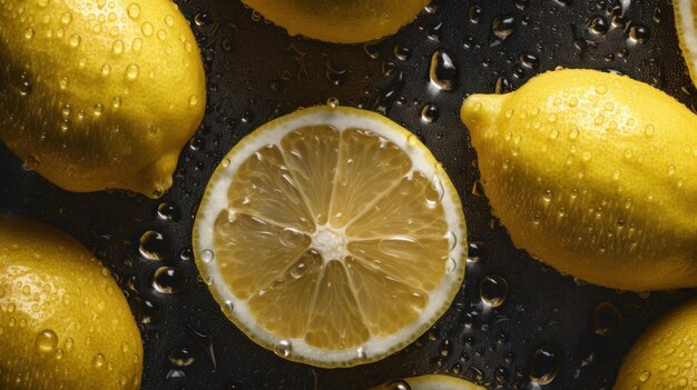 Fresh Organic Lemon Fruit Horizontal Background