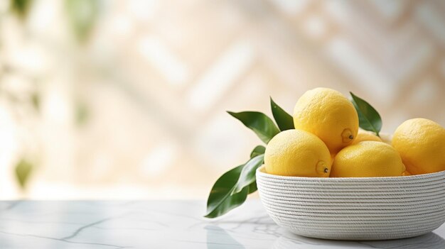 Fresh Organic Lemon Fruit Photorealistic Horizontal Illustration Healthy Vegetarian Diet Ai Generated bright Illustration with Delicious Juicy Lemon Fruit