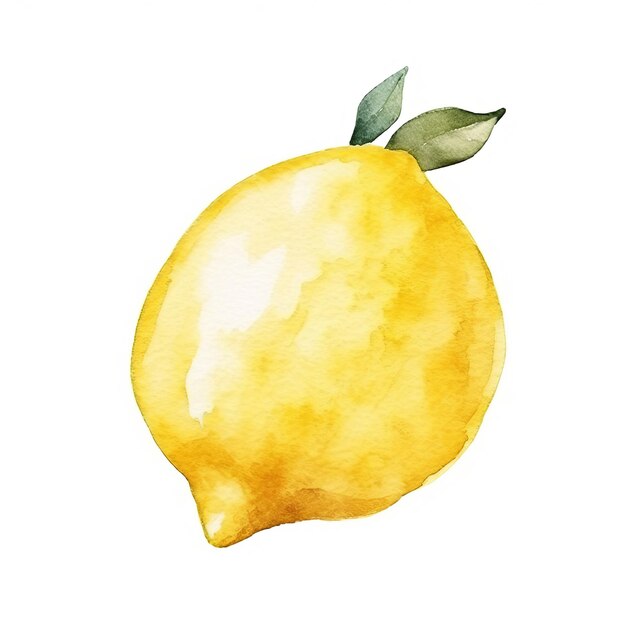 Fresh Organic Lemon Fruit Square Watercolor Illustration