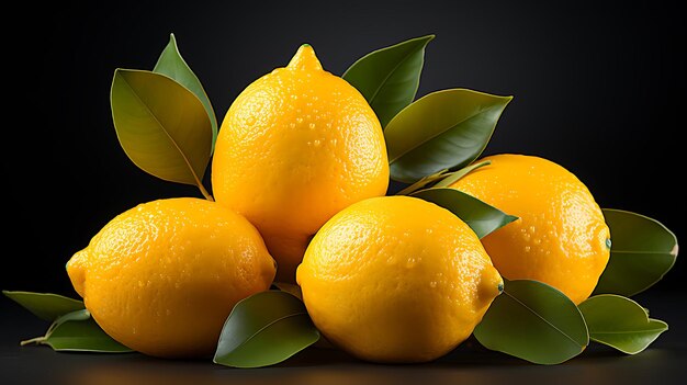 Fresh organic lemon fruits with leaves