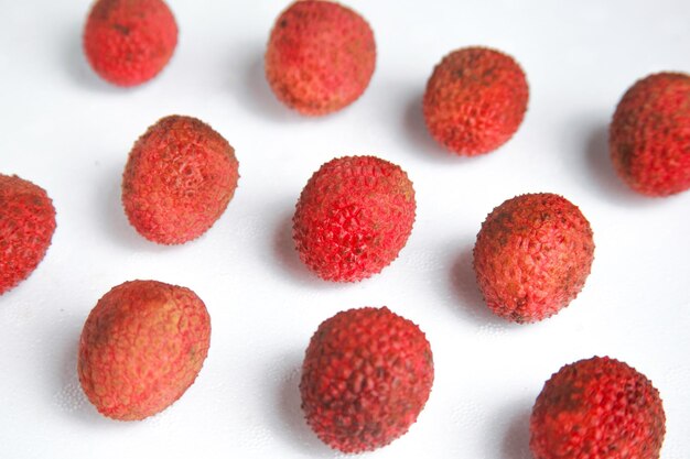 Fresh organic lychee fruit on white background