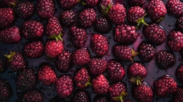 Fresh Organic Mulberry Berry Horizontal Background