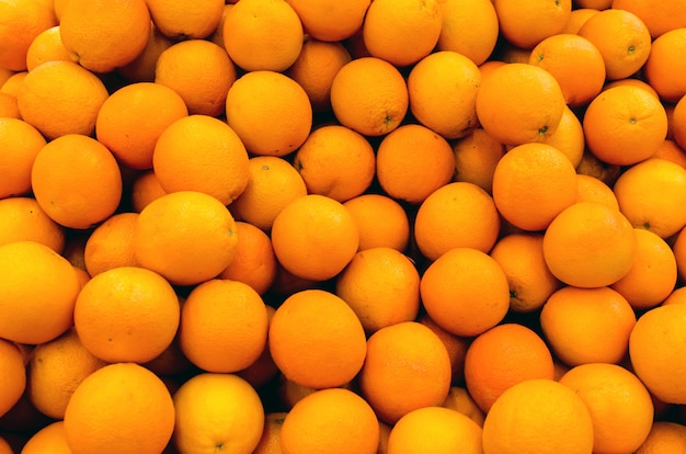 Fresh organic oranges sold on market