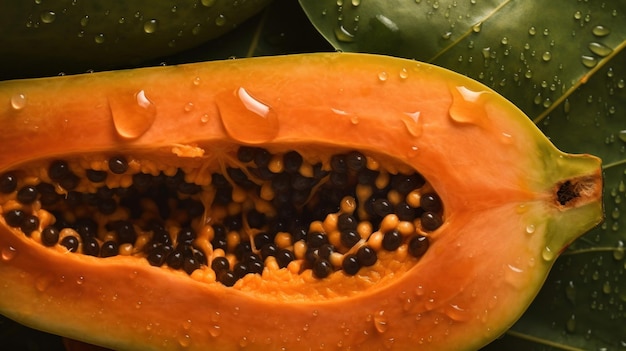 Fresh organic papaya fruit horizontal background