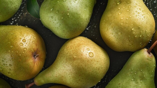 Fresh organic pear fruit horizontal background