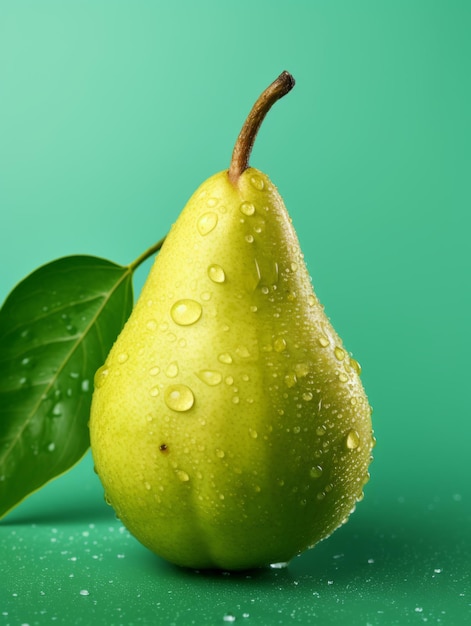 Fresh Organic Pear Fruit Photorealistic Vertical Illustration Healthy Vegetarian Diet Ai Generated bright Illustration with Delicious Juicy Pear Fruit