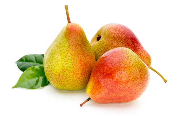 Fresh organic pears with leaves