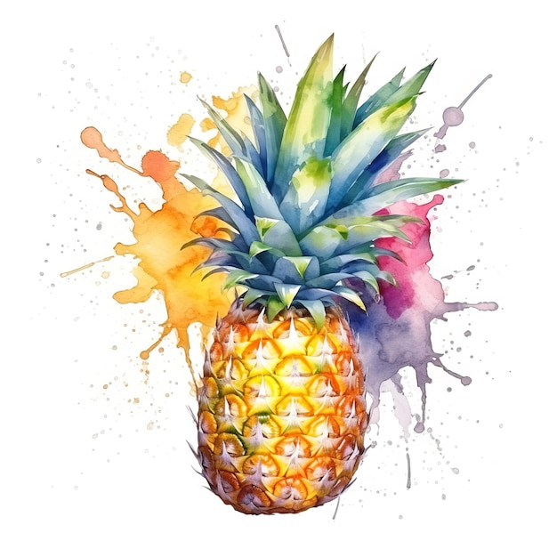 Fresh Organic Pineapple Fruit Square Background