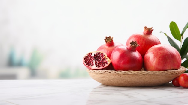 Fresh Organic Pomegranate Fruit Photorealistic Horizontal Illustration Healthy Vegetarian Diet Ai Generated bright Illustration with Delicious Juicy Pomegranate Fruit