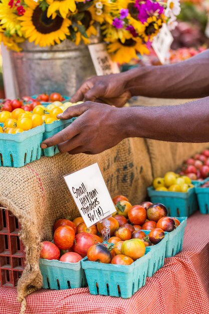 Fresh organic produce at the local farmers market.