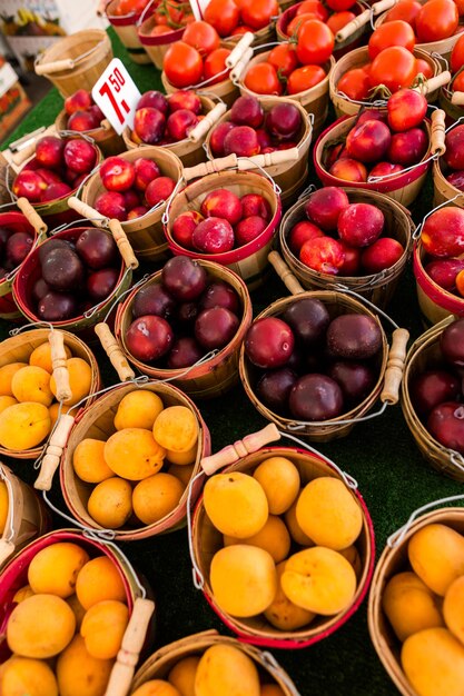 Fresh organic produce on sale at the local farmers market.