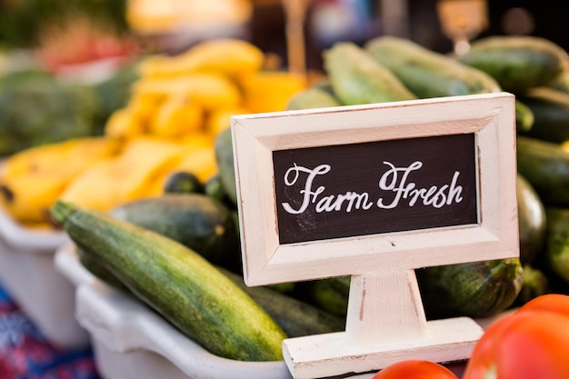 Photo fresh organic produce on sale at the local farmers market.