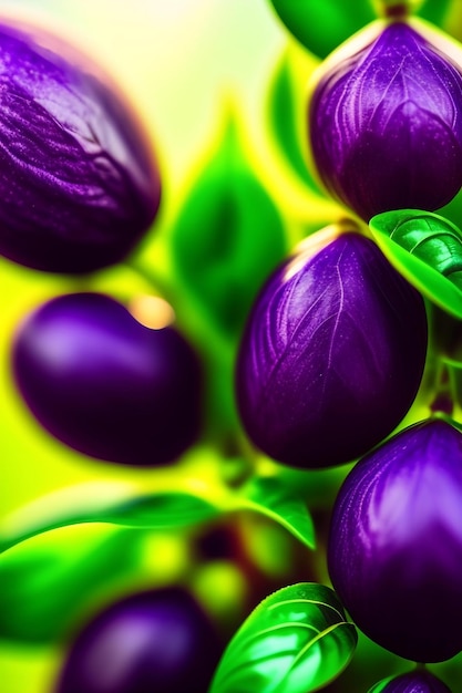 Fresh organic purple basil leaves in green garden background Closeup of basilic plantation