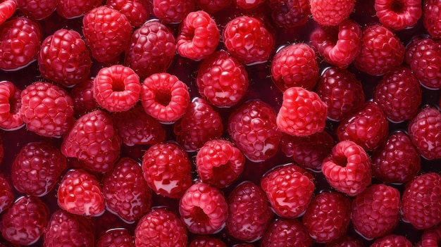 Fresh organic raspberry berry horizontal background