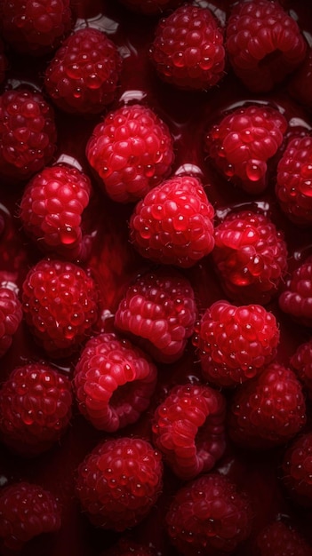 Fresh Organic Raspberry Berry Vertical Background