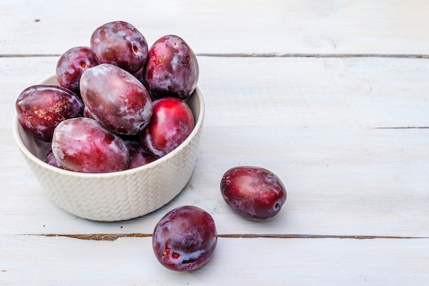 Fresh organic ripe plums