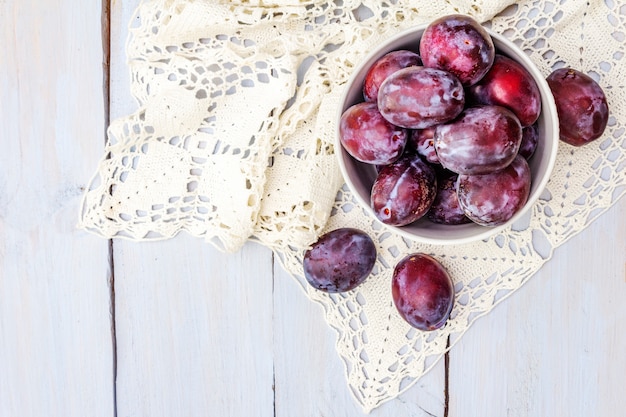 Fresh organic ripe plums