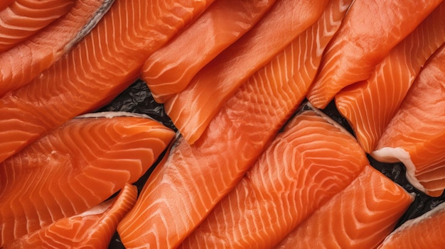 Fresh organic salmon fish horizontal background