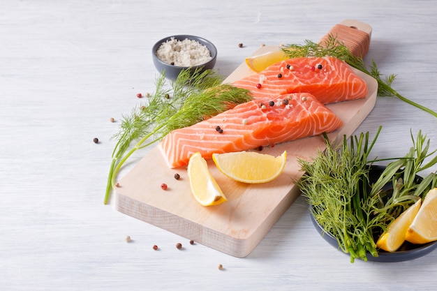 Fresh organic salmon ready for cooking