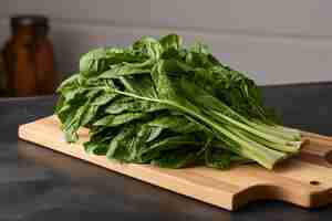 Photo fresh organic tatsoi leaves healthy vegetarian food packed with vitamins and nutrition straight