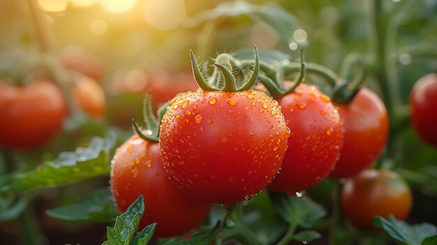 新鮮なオーガニックトマトの植物のクローズアップ