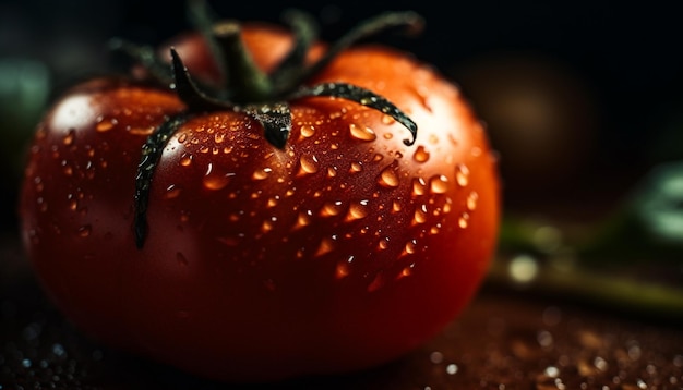 Fresh organic tomato ripe and juicy drop generated by AI